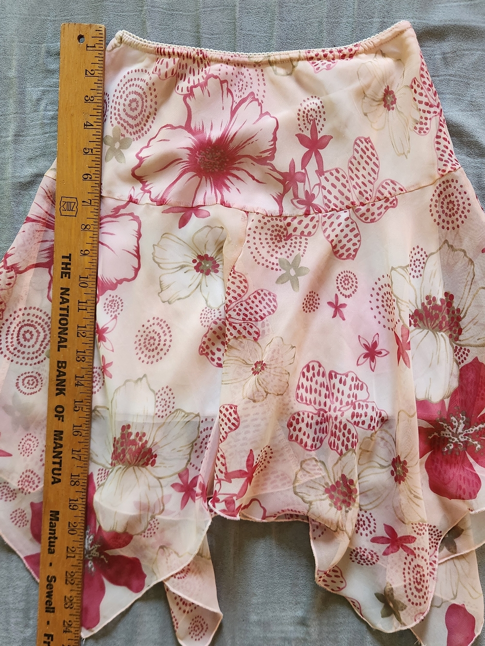 Fairy Pink Floral Handkerchief Hem Skirt Pink Flower Faerie Faery Y2K Romantic - Picture 6 of 6